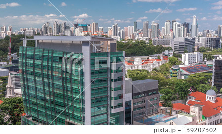 The National Museum of Singapore aerial timelapse from Victoria street. 139207302