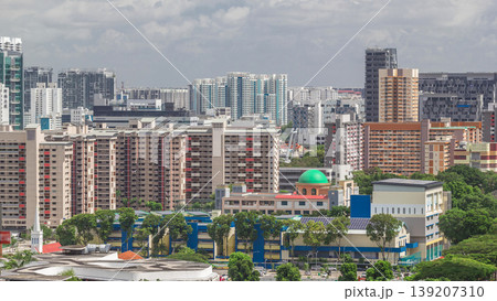 Singapore skyline with Victoria street and shopping mall aerial timelapse. Singapore skyline with Victoria street and shopping mall aerial timelapse. 139207310