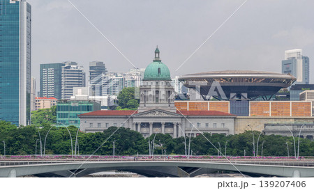 National Art Gallery timelapse with esplanade bridge. Formerly the Supreme Court Building and City Hall. 139207406