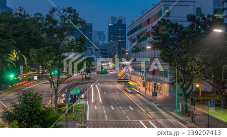 Old Hill Street Police Station historic building in Singapore night to day timelapse. 139207413