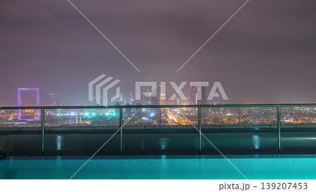 Dubai cityscape during sand storm night timelapse Dubai cityscape during sand storm night timelapse 139207453