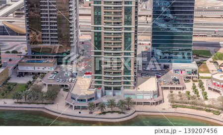 Residential apartments and offices in Jumeirah lake towers district timelapse in Dubai 139207456