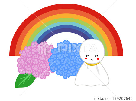 虹とあじさいと笑顔のてるてる坊主 梅雨の雨上がりイメージ 虹とあじさいと笑顔のてるてる坊主 梅雨の雨上がりイメージ 139207640