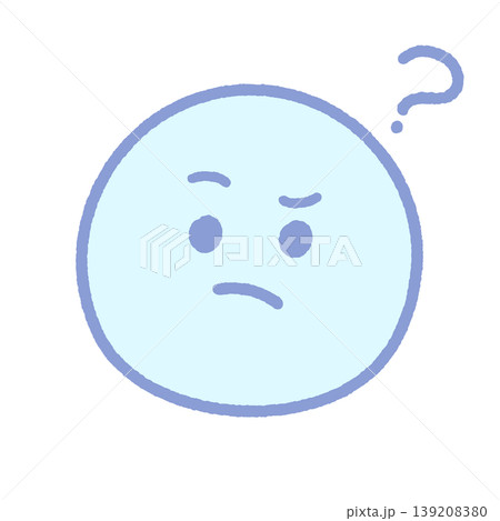 はてなマークと考えている顔の手描きの絵文字アイコン - 考え中･なぜ？どうして？な表情のかわいい素材 139208380