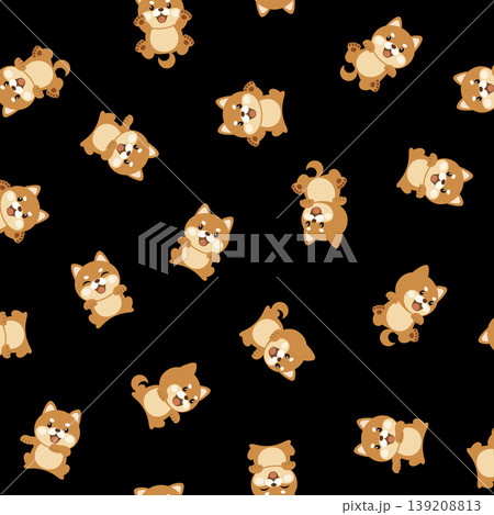 可愛い芝犬のシームレスパターン 可愛い芝犬のシームレスパターン 139208813