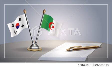 Small national flag of South Korea and Algeria flag Relation, Template Vector Illustration Small national flag of South Korea and Algeria flag Relation, Template Vector Illustration 139208849