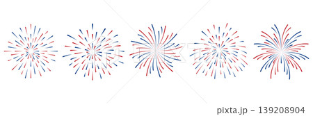 A set of red and blue fireworks for the 4th of July. A set of red and blue fireworks for the 4th of July. 139208904