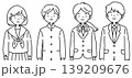 制服姿の中学生と高校生の線画イラスト（手描き） 139209676
