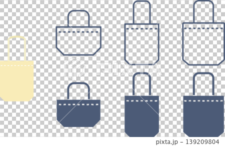 A set of tote bag material with stitches of various sizes. 139209804