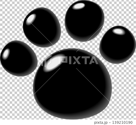 黒色の犬のぷっくり足跡 139210190