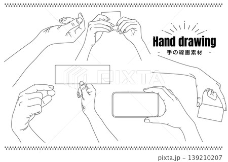 女性の差し出す手・手のひらの線画ベクターイラストセット 女性の差し出す手・手のひらの線画ベクターイラストセット 139210207
