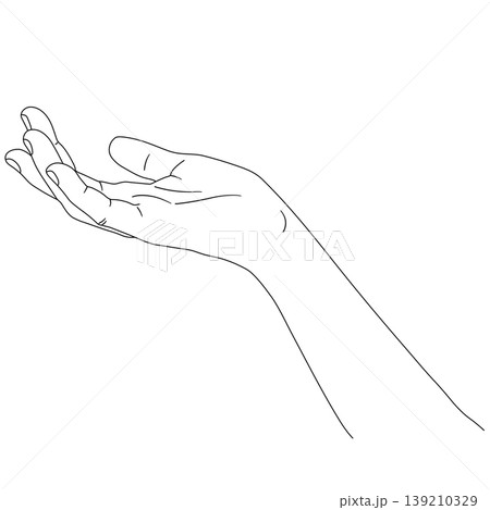 女性の差し出す手の線画ベクターイラスト 女性の差し出す手の線画ベクターイラスト 139210329