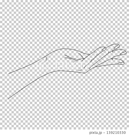 線條藝術向量插圖，描繪了一位女性伸出的手 139210330