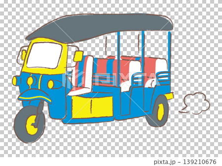 Illustration of a Thai taxi, a "tuk-tuk". Illustration of a Thai taxi, a "tuk-tuk". 139210676