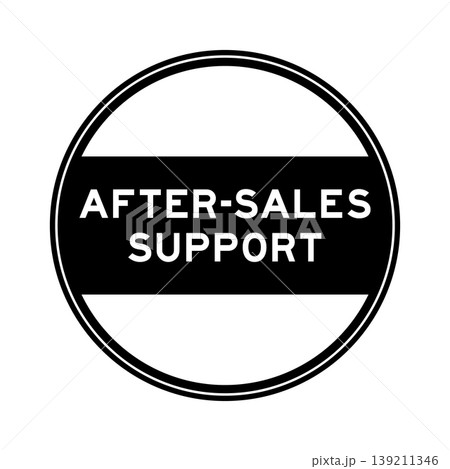 Black color round seal sticker in word after sales support on white background Black color round seal sticker in word after sales support on white background 139211346