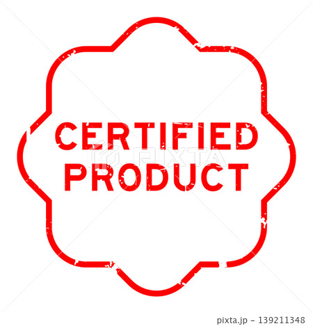 Grunge red certified product word rubber seal stamp on white background Grunge red certified product word rubber seal stamp on white background 139211348
