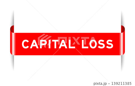 Red color inserted label banner with word capital loss on white background Red color inserted label banner with word capital loss on white background 139211385