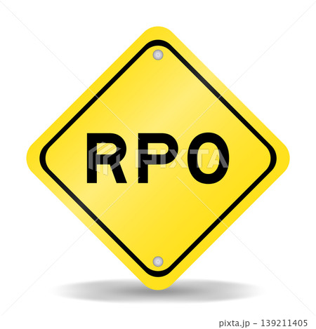 Yellow color transportation sign with word RPO (abbreviation of recovery point objective) on white background Yellow color transportation sign with word RPO (abbreviation of recovery point objective) on white background 139211405