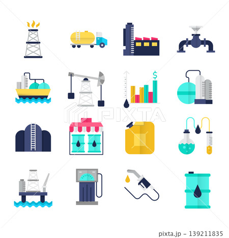 Oil Industry Flat Icons 139211835