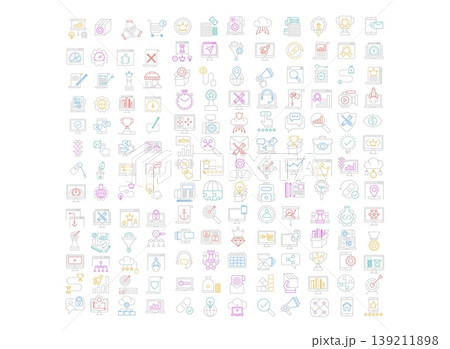 Modern SEO and Web Development Outline Vector Icon Set 139211898
