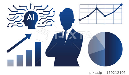 AIによるデータ分析と業績向上を示す経営者のビジネスイメージ、DX推進・成長戦略・コンセプト AIによるデータ分析と業績向上を示す経営者のビジネスイメージ、DX推進・成長戦略・コンセプト 139212103