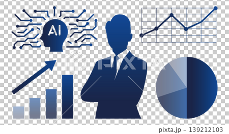 AIによるデータ分析と業績向上を示す経営者のビジネスイメージ、DX推進・成長戦略・コンセプト AIによるデータ分析と業績向上を示す経営者のビジネスイメージ、DX推進・成長戦略・コンセプト 139212103