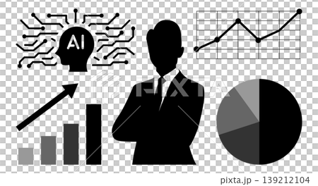 AI-driven data analysis and improved performance: A business image of executives, DX promotion, growth strategies, and concepts (black) AI-driven data analysis and improved performance: A business image of executives, DX promotion, growth strategies, and concepts (black) 139212104