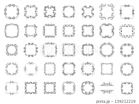 Ornate Doodle Style Vertical Rectangular Frames Hand-Drawn Set Ornate Doodle Style Vertical Rectangular Frames Hand-Drawn Set 139212219