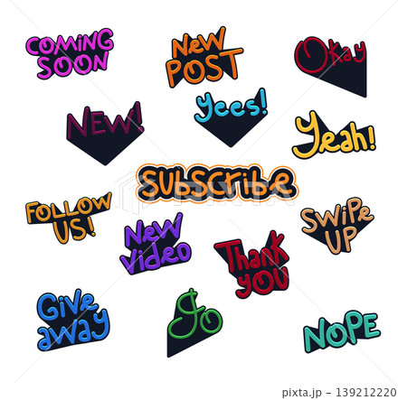 Modern Social Media and Digital Communication Typography Icon Set 139212220