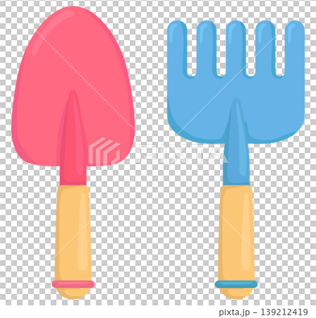 Illustration set of children's shovel and rake (vector material) Illustration set of children's shovel and rake (vector material) 139212419