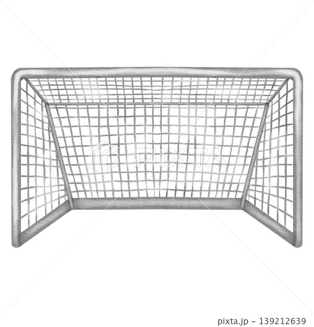Watercolor illustration of soccer goal net. Sports equipment for scoring isolated on white background. Concept of target and victory. Soccer. Sport. Sports competition. Watercolor illustration of soccer goal net. Sports equipment for scoring isolated on white background. Concept of target and victory. Soccer. Sport. Sports competition. 139212639