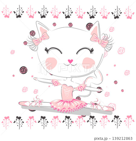 Hand drawn beautiful, cute, little blonde pretty cat Hand drawn beautiful, cute, little blonde pretty cat 139212863