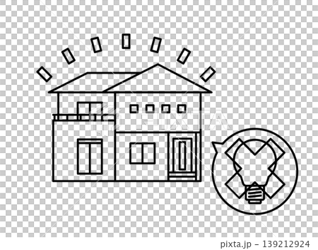 停電する戸建て住宅_線画 停電する戸建て住宅_線画 139212924