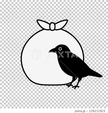 烏鴉和垃圾袋的插圖 139212925