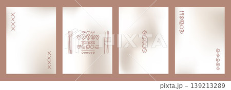 Pearl beige gradient backgrounds set. Nacre gradation and neutral soft banners template collection. Pearl vector in beige bg with brown heart, flower and spiral doodle. Invitation in cream ivory tone Pearl beige gradient backgrounds set. Nacre gradation and neutral soft banners template collection. Pearl vector in beige bg with brown heart, flower and spiral doodle. Invitation in cream ivory tone 139213289