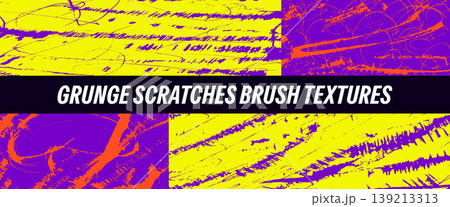 Graffiti brush background set with urban sporty stroke and scratch paint collage. Neon graffiti scribble overlay with messy pen and ink drawing on texture. Bold vector brush pattern for presentation Graffiti brush background set with urban sporty stroke and scratch paint collage. Neon graffiti scribble overlay with messy pen and ink drawing on texture. Bold vector brush pattern for presentation 139213313