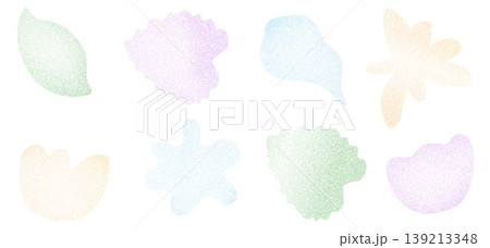 Translucent grain textured flower gradient shapes. Gentle florals with soft blur colors. Organic sand noise trendy icons for y2k design. Vector grainy wildflowers figures set on white background Translucent grain textured flower gradient shapes. Gentle florals with soft blur colors. Organic sand noise trendy icons for y2k design. Vector grainy wildflowers figures set on white background 139213348