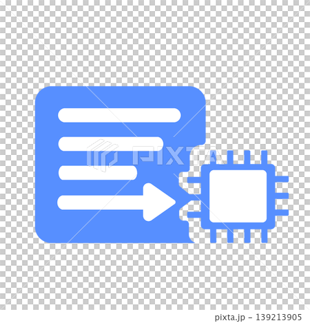 IT material (blue) illustrating an automated system that analyzes text information using artificial intelligence. 139213905