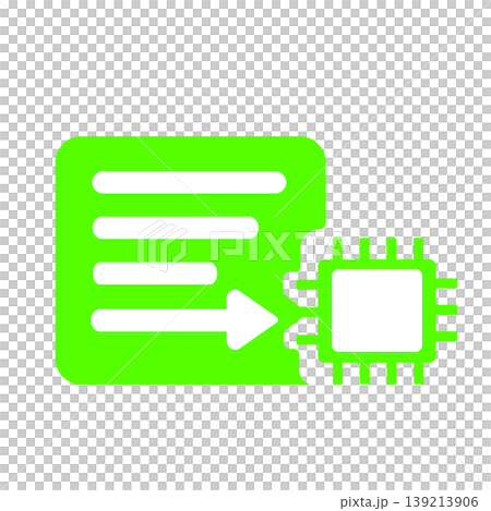 IT material (green) illustrating an automated system that analyzes text information using artificial intelligence. 139213906