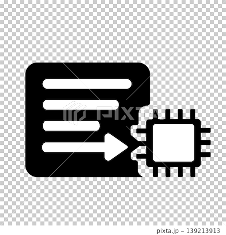 テキスト情報を人工知能で解析する自動化イメージのIT素材（黒） 139213913