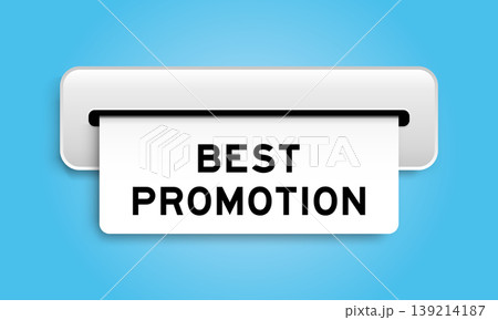 White coupon banner with word best promotion from machine on blue color background 139214187