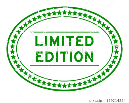 Grunge green limited edition word oval rubber seal stamp on white background 139214224
