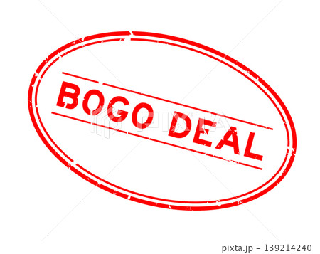 Grunge red bogo deal word oval rubber seal stamp on white background Grunge red bogo deal word oval rubber seal stamp on white background 139214240