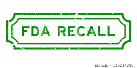 Grunge green FDA recall word square rubber stamp on white background 139214250