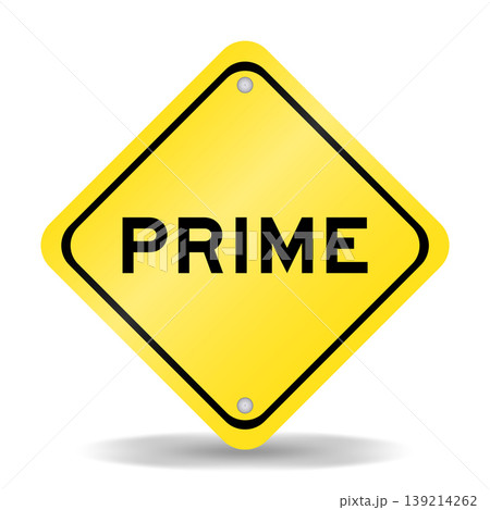 Yellow color transportation sign with word prime on white background Yellow color transportation sign with word prime on white background 139214262