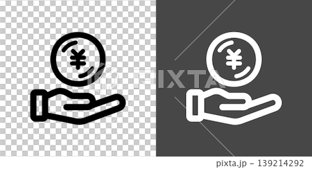 Simple money and palm-shaped icon illustration for payment and savings (Japanese Yen) Simple money and palm-shaped icon illustration for payment and savings (Japanese Yen) 139214292