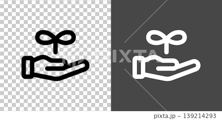 A simple icon illustration depicting the growth of a sprout and a palm. A simple icon illustration depicting the growth of a sprout and a palm. 139214293
