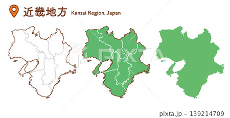 近畿地方の地図イラストセット｜日本地図・都道府県・教材 139214709