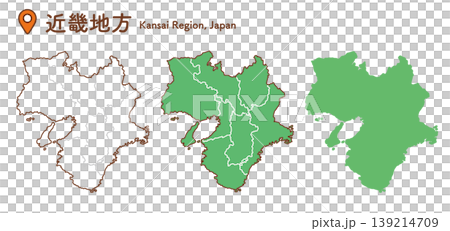 近畿地方の地図イラストセット｜日本地図・都道府県・教材 139214709