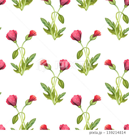 Red closed poppies with green buds, a seamless watercolor pattern. Bright fresh flowers with vibrant leaves, hand drawn. Colorful plants for floral cards, invitations, prints, and fabric. Red closed poppies with green buds, a seamless watercolor pattern. Bright fresh flowers with vibrant leaves, hand drawn. Colorful plants for floral cards, invitations, prints, and fabric. 139214814